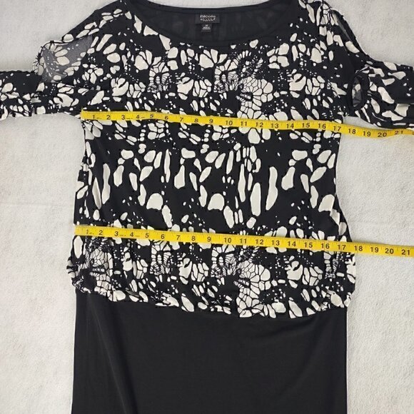 Nicole by Nicole Miller Black And White Open Shoulder/Arm One Piece Dress Size M - Picture 8 of 11